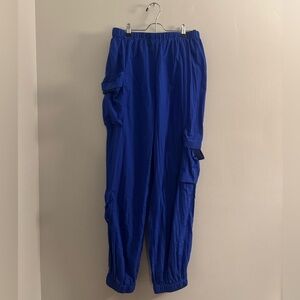 Electric Blue Cargo-style Parachute Pants